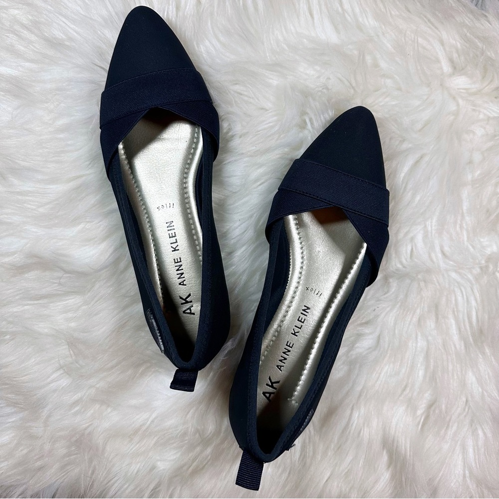 Anne Klein Navy Pointed Flat - Size 8.5